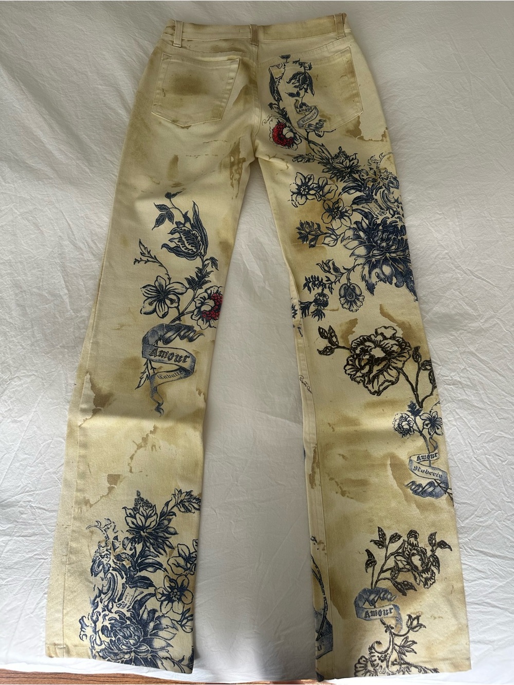 Vintage Roberto Cavalli cream tattoo tiger motif jeans - Picture 2 of 4